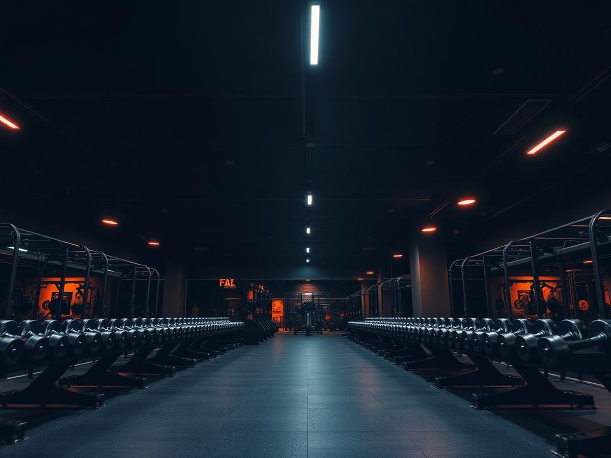 Gym floor with dumbbells